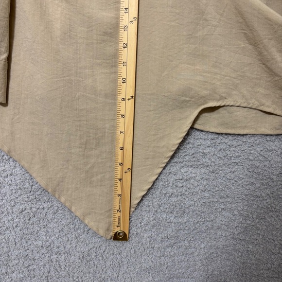 Work Casual Wrap Blouse Beige Tie Front Lightweight Top 18 Eloquii - Picture 14 of 14